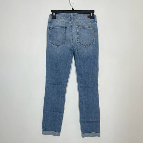 Paige Kylie Crop Cuffed Light Wash Jeans Women’s Size 27 Distressed - Picture 2 of 9